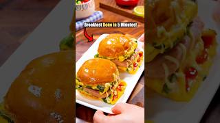 Mini Hamburger Breakfast Packed With Meat, Eggs &amp; Veggies Kids Love🍔#cooking #recipe #easybreakfast