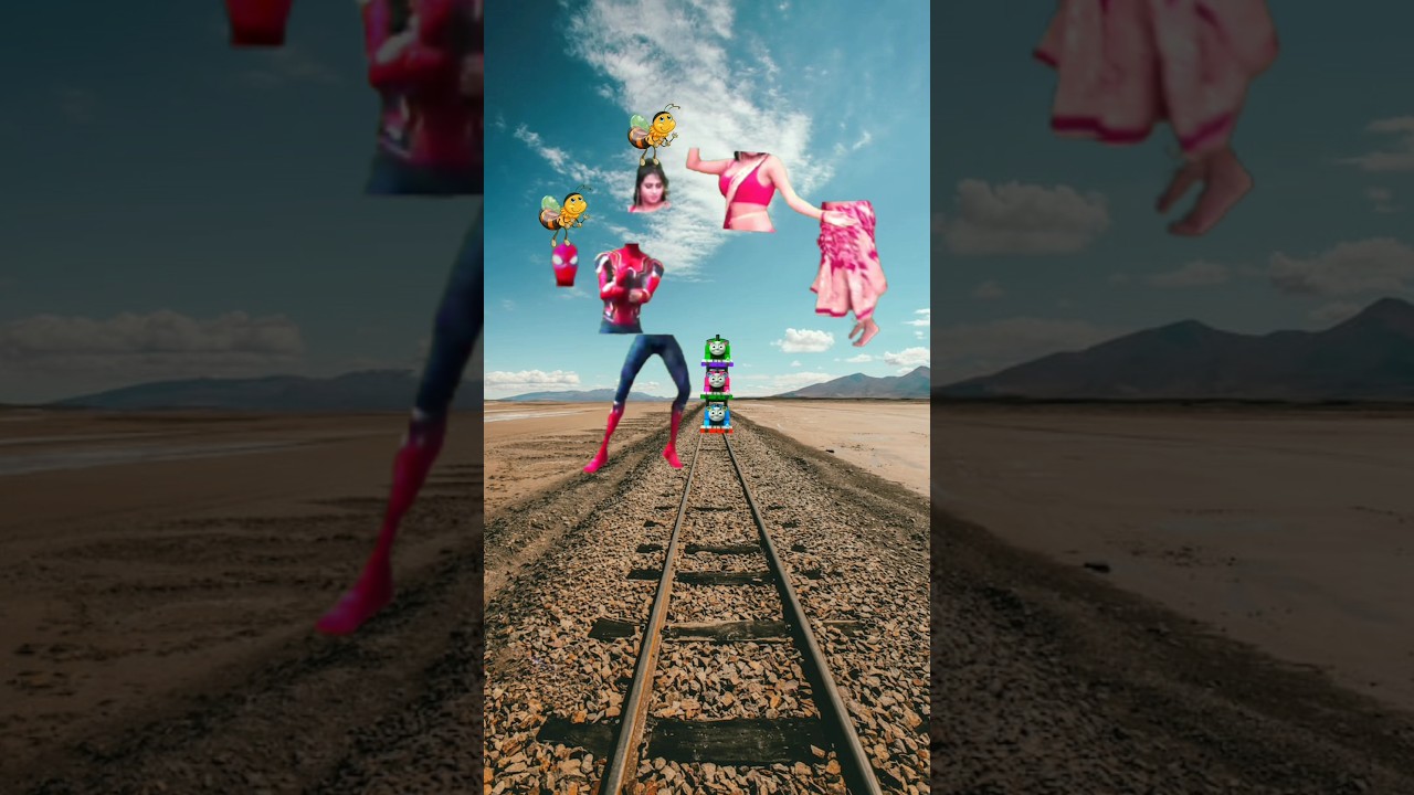 Head matching SPIDER MAN ,DANCING GIRL VS vfxmagic train ,tractor 