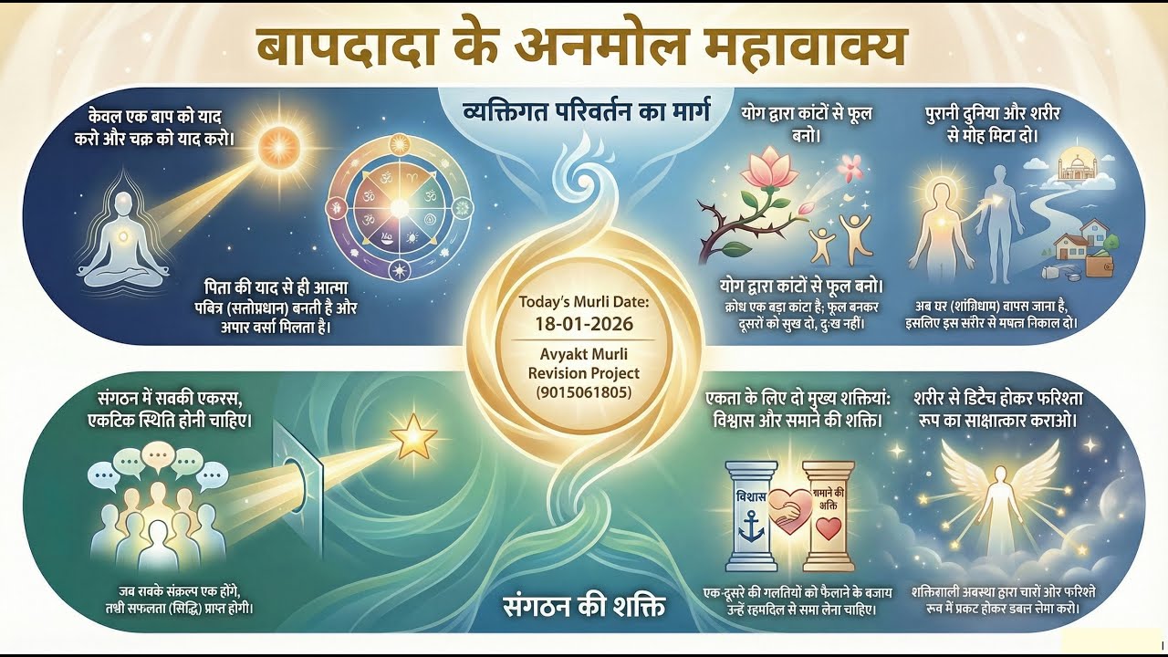 (18-01-2026) “बापदादा के अनमोल महावाक्य - पिताश्री जी के पुण्य स्मृति दिवस पर सुनाने के लिए''