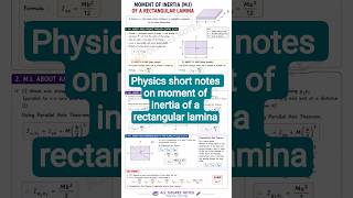 M.I of a rectangular lamina #physics #neet #bscnotes #education #inertia #shorts #momentum #viral
