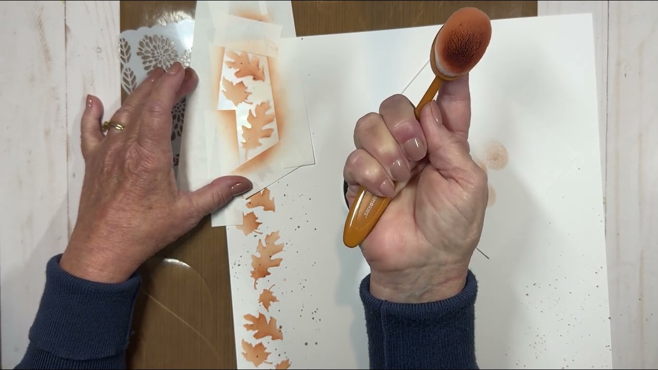 Falling Leaves Stencil and Memento Dew Drops Ink Scrapbook Page:  NEW Product from Creative Memories