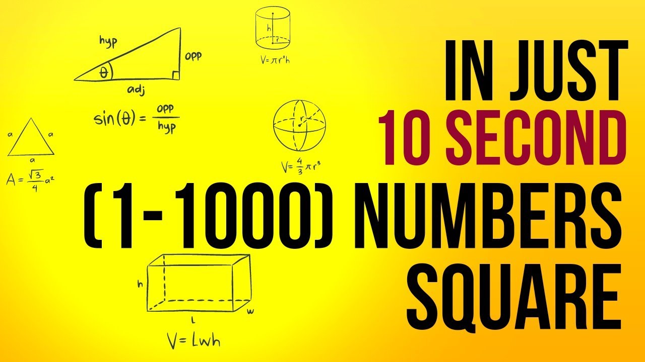 Easy trick :1-1000 Square in just 10 second 