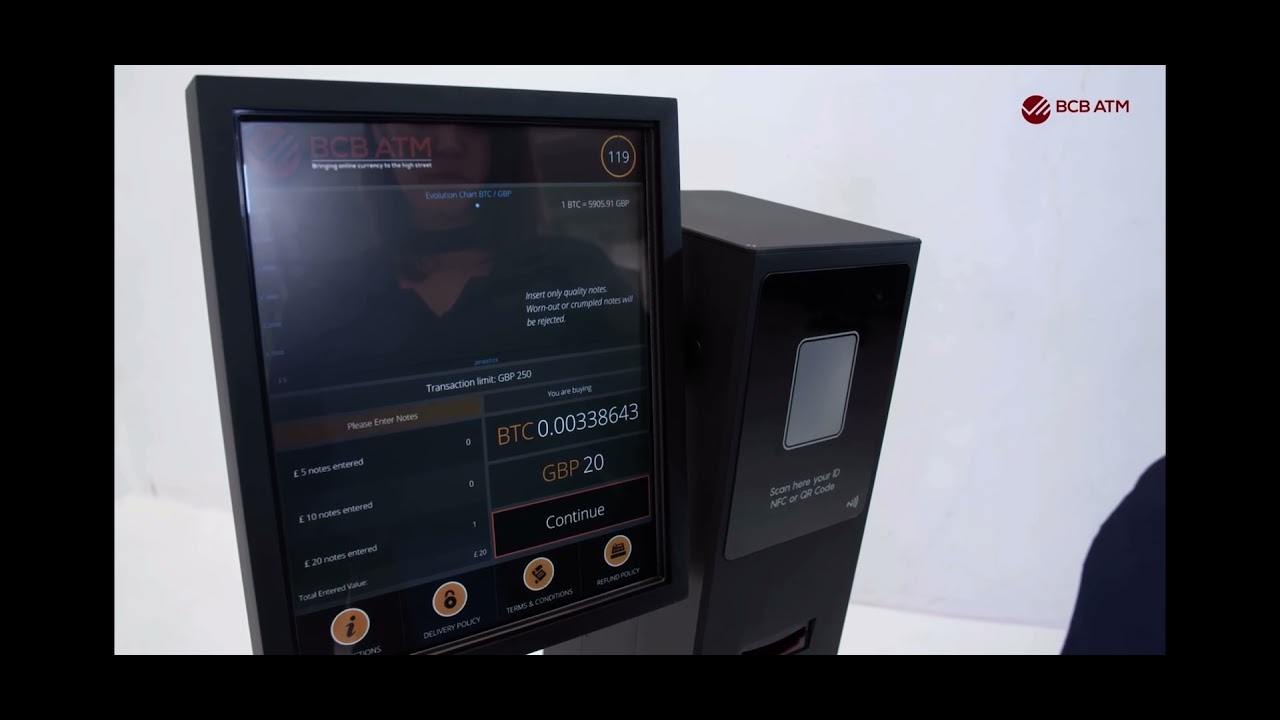 英国的比特币🪙机ATM柜员机，英镑现金秒变比特币！商机无限♾️，存款机比特币现金- YouTube