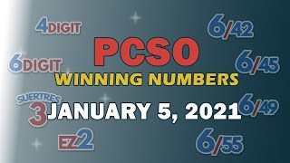 P138M Jackpot Ultra Lotto 6/58, EZ2, Suertres, Lotto 6/42, and Superlotto 6/49 | January 5, 2021