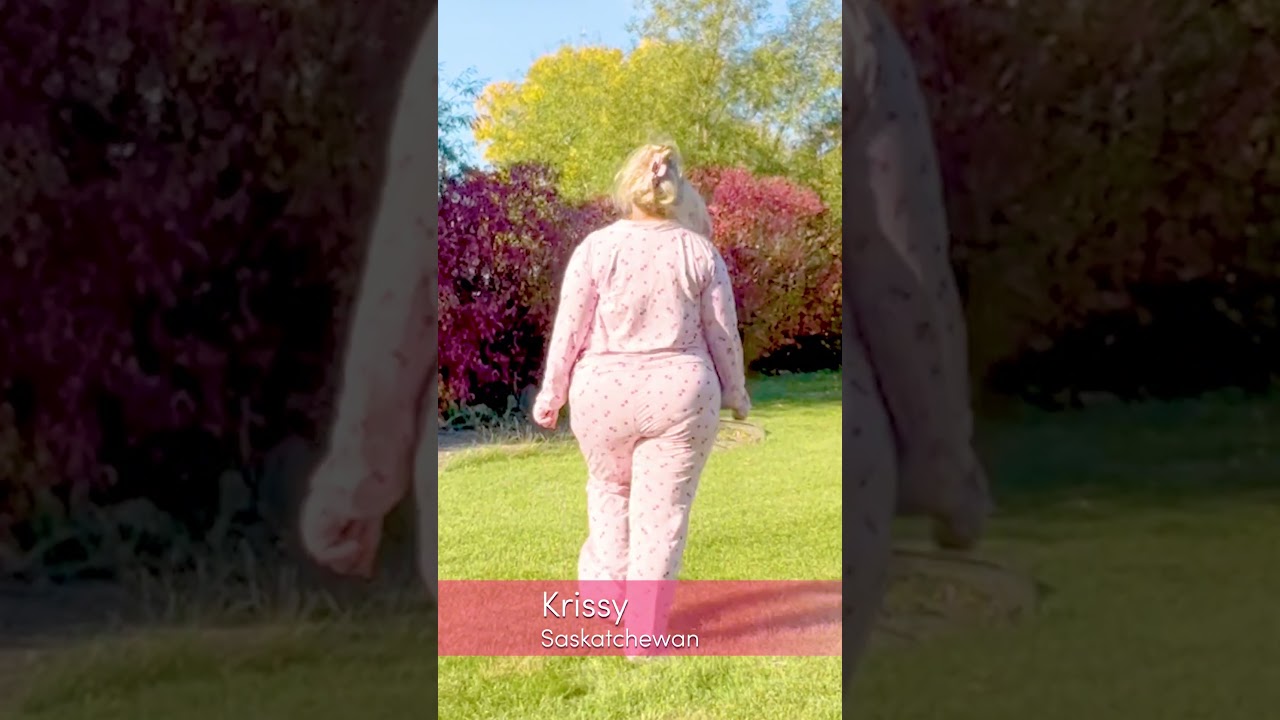 Krissy shows off a cherry pajama set, bringing cozy charm to the season.