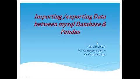 importing/exporting data between mysql Data Base and Pandas