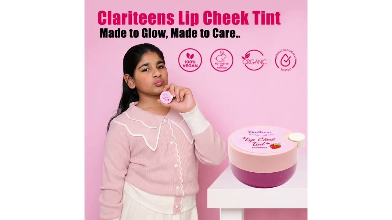 Clariteens Lip Cheek Tint – Strawberry | Natural Pink Blush for Teens & Kids