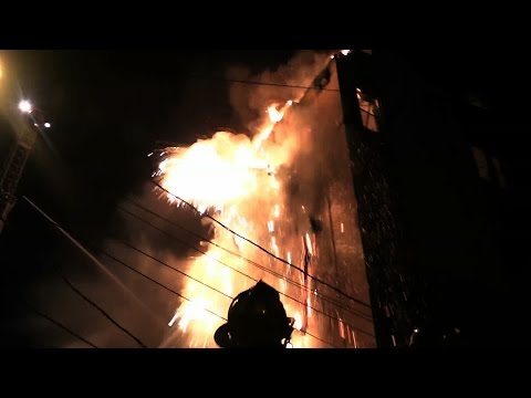 Partial Collapse CAUGHT ON CAMERA! West New York NJ 4th Alarm Fire