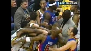 Jermaine Oneals Flagrant 2 Sparks A Pistons Brawl Before The Malice At The Palace 2002