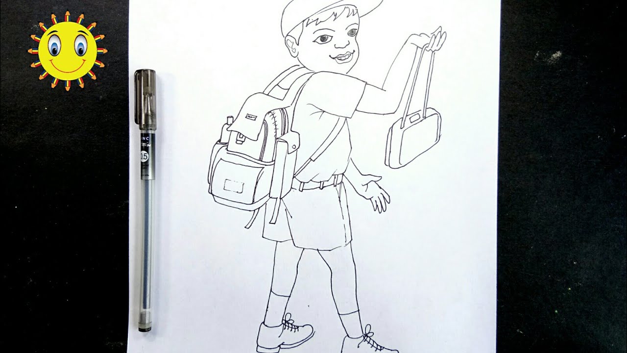 How to Draw School Boy - Really Easy Drawing Tutorial