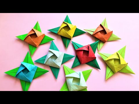 折り紙 1枚でバラの花 立体 平面 折り方 Origami rose flower with one