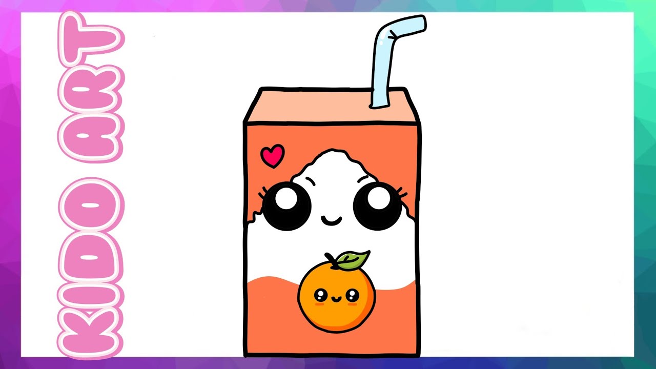 How to Draw a Cute Orange Juice Box for kids