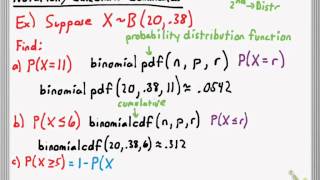 Binomial Distribution 2 (TI83/84 Commands)