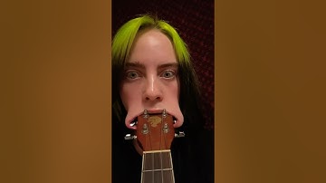 Billie Eilish fits entire ukulele head in her mouth … TWICE 😂 #shorts #billieeilish