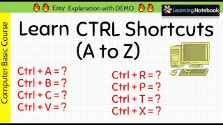 ctrl shortcut keys a to z | ctrl shortcut keys in computer