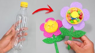 Manualidad con Botella Plástica y Foamy | DIY Dulceros de Flores