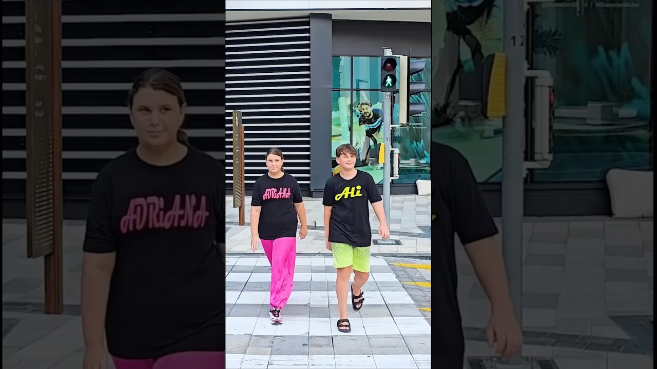 Ali teaches Adriana how to cross the road correctly 