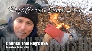 Below Zero Bushcrafting With My Council Tool Boys Axe - Highcarbonsteel Love