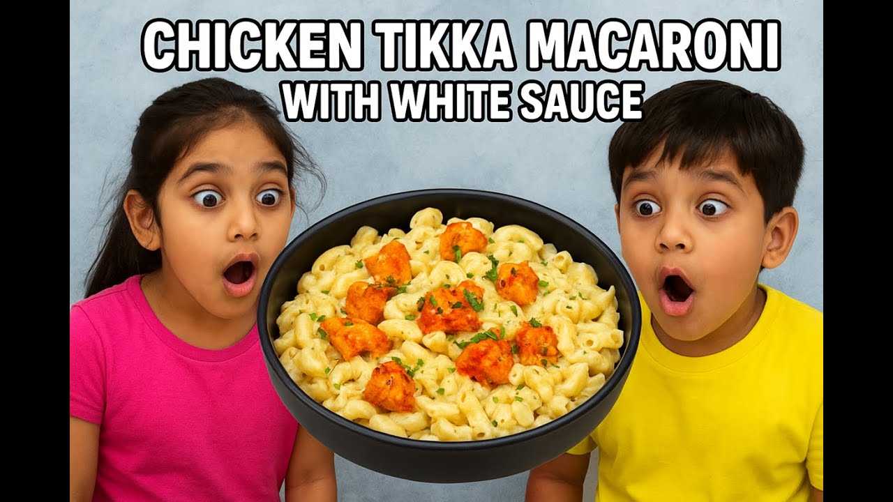 Chicken tikka macaroni with white sauce