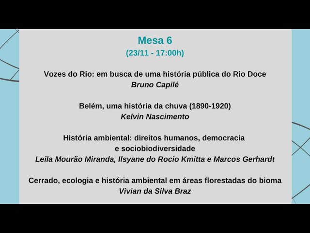 Mesa 06 // III Encontro Virtual de Laboratórios de História Ambiental do Brasil