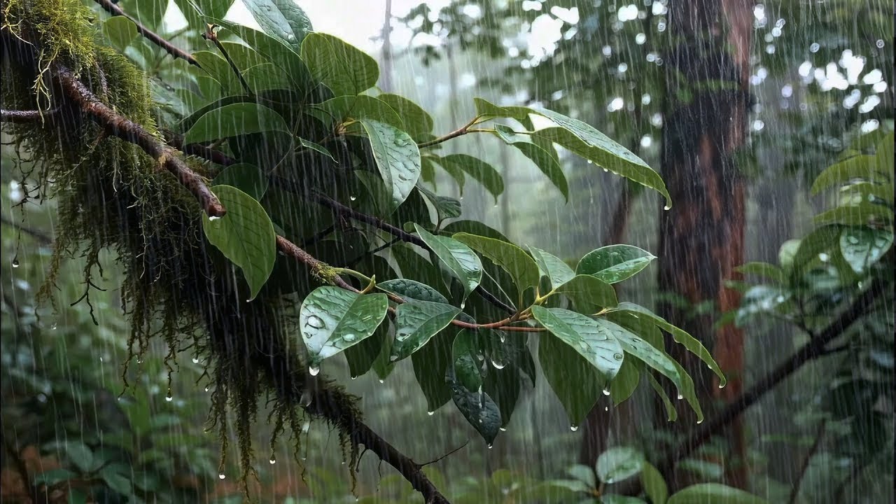 Jungle Rainstorm Ambience 🌴 Tropical Rain Sounds for Stress Relief & Focus