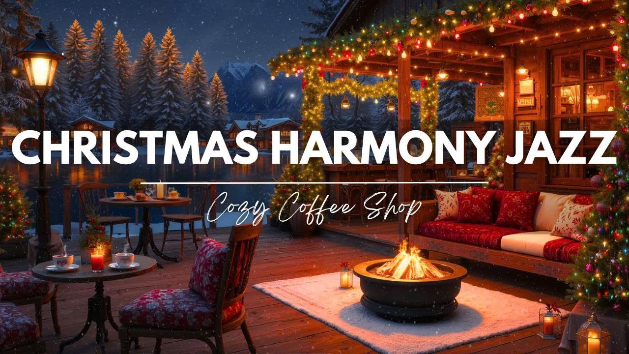 Christmas Jazz Harmony 🎄 Cozy Coffee Shop Ambience ☕ Warm Winter Fireplace & Smooth Holiday Jazz