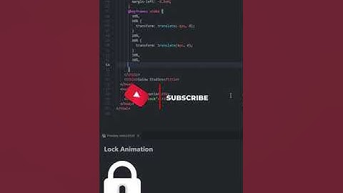Lock Animation HTML and CSS tutorial for beginners using VSCode IDE #shorts #coding