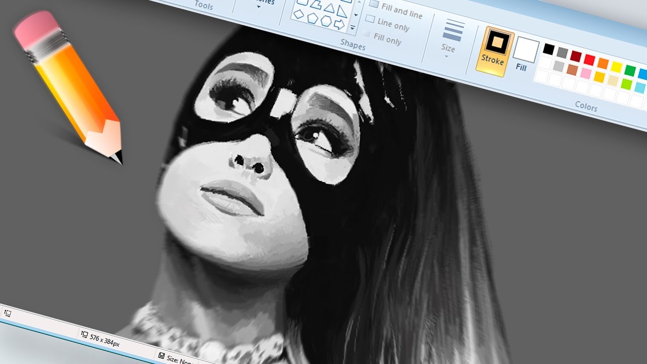 DIBUJO REALISTA EN PAINT Ariana Grande Happip YouTube