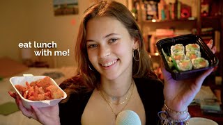ASMR | Sushi Mukbang - Eat Lunch With Me! (lunch date, chewing, drinking sounds, whispering)