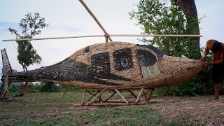 19 Days Make the Beautiful Helicopter Using Rattan 100%