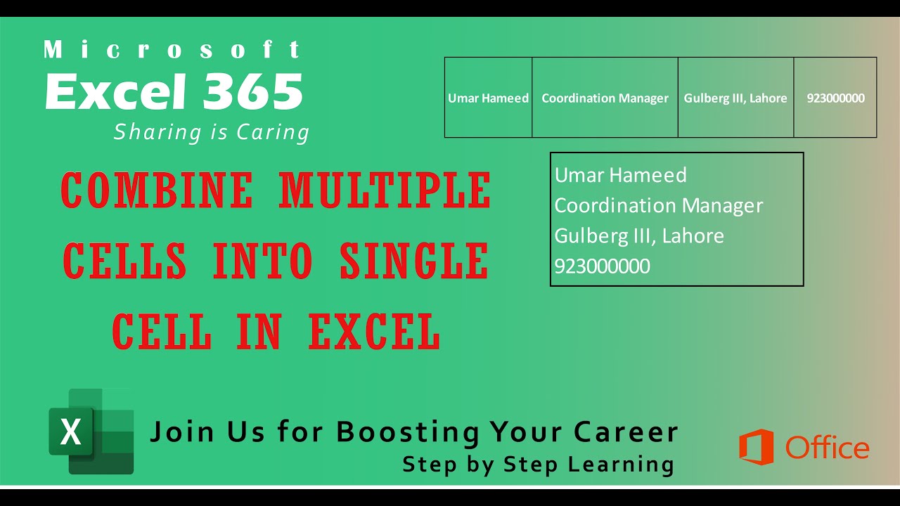 How To Combine Multiple Cells In Single Cell E Education With Umar 