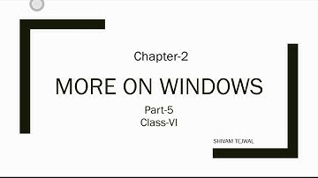 More on Windows | Control Panel | Chapter-2 | Part -5 | Class- VI | CBSE |