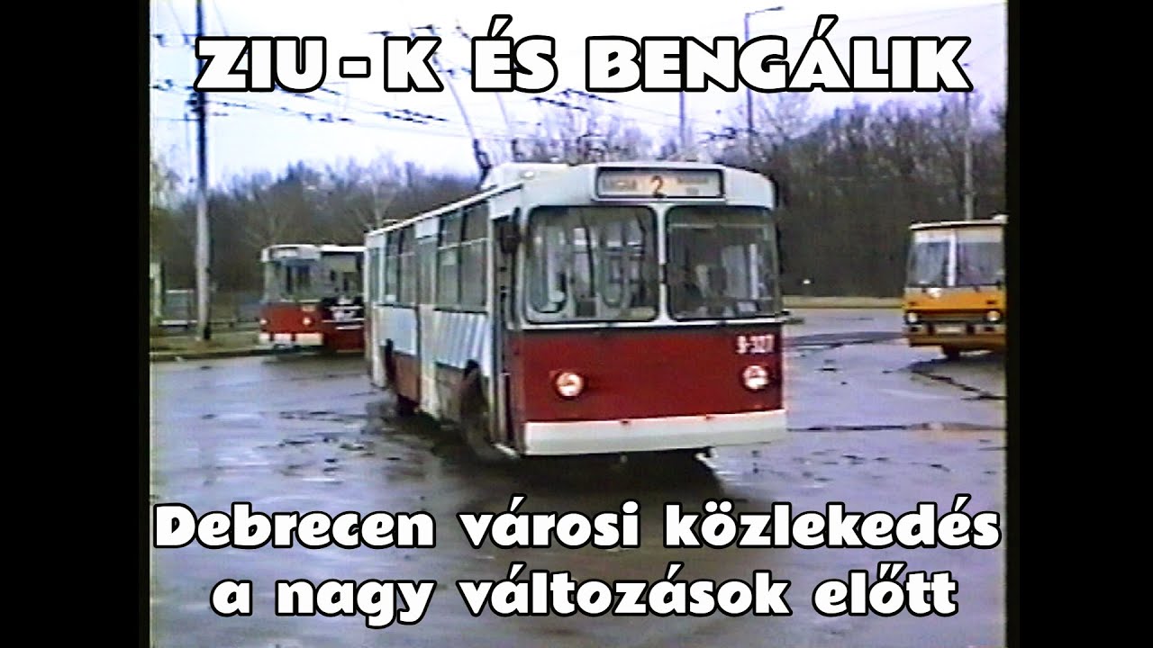 1995.12.25. Piros ZIU-9-es trolik és FVV csuklós Bengáli villamosok Debrecenben. (üzemel a 4A troli)