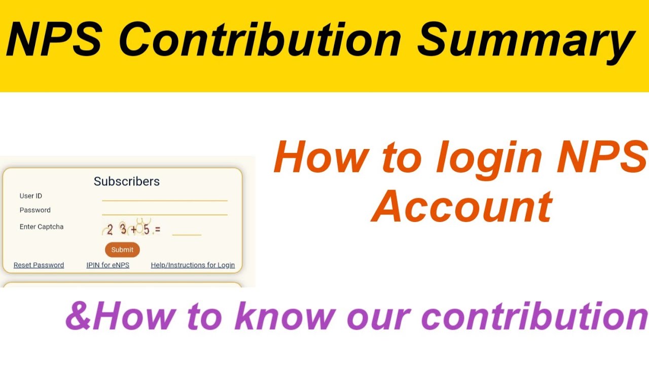 How to know NPS contribution summary| How to login NPS account - YouTube