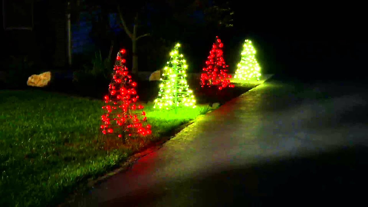 S/2 PreLit LED 3' Fold Flat Outdoor Christmas Trees by Lori Greiner on