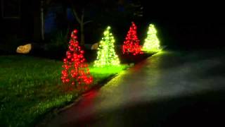 S/2 Pre-Lit LED 3' Fold Flat Outdoor Christmas Trees by Lori Greiner on QVC