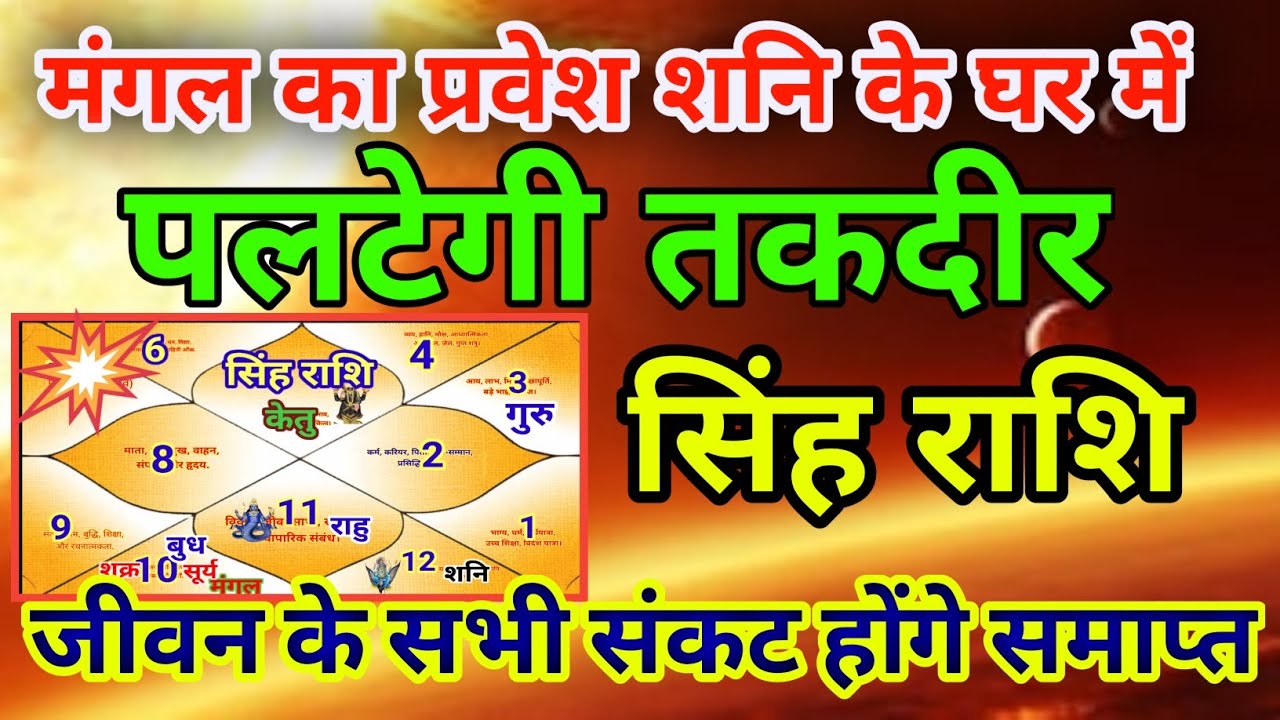 सिंह राशि वालों मंगल का प्रवेश शनि के घर में पलटेगी तकदीर.Singhrashi
