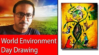 How to make world environment day drawing || World environment day poster ||Save nature drawing easy