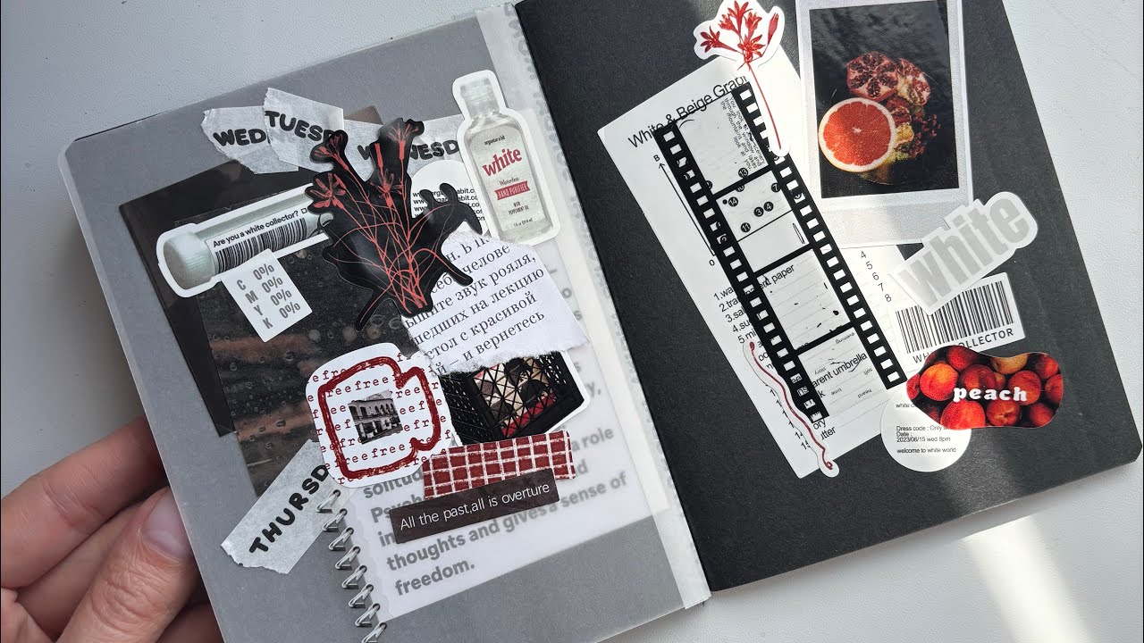 оформление разворота в блокноте / коллаж в личном дневнике, повторяю идеи с пинтерест