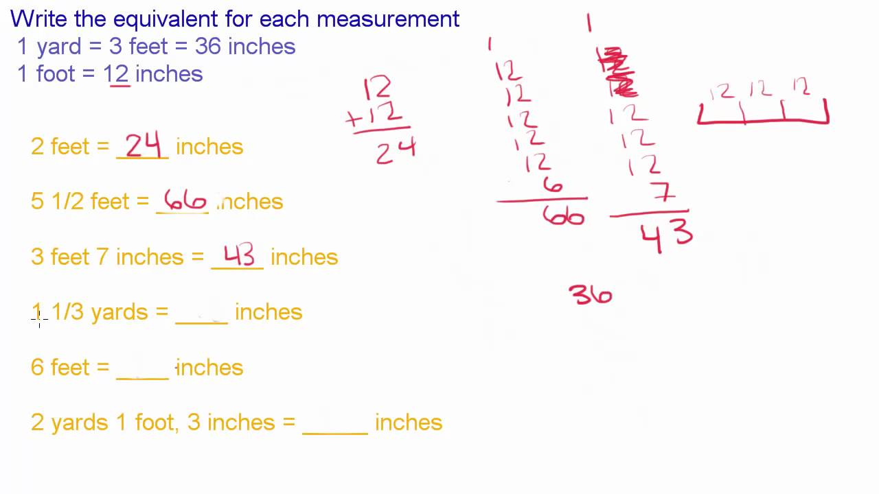 Basic Math Tutorial - 18 - Write the Equivalent for Each Measurement