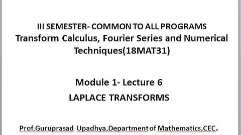 VTU TFN 18MAT31 M1 L6 LAPLACE TRANSFORMS PROBLEMS