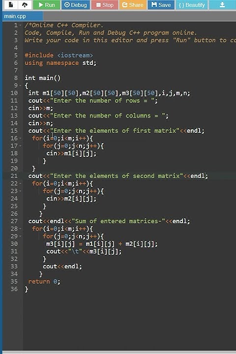 write a program to addition of two matrix in c++ #shorts - YouTube