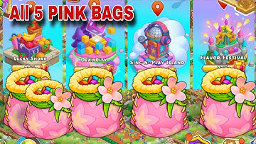 5 Pink Bags Lucky Shore, Deal City, Sing-n-play Island, Flavor Festival | Family Island | Nov 2025