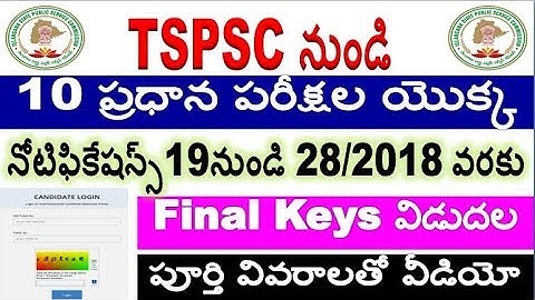 TSPSC Release 10 notifications ki final keys with Response sheets for all aspirants by  SRINIVASMech