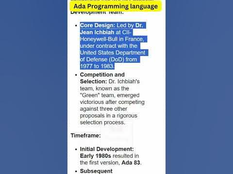 What is Ada Programming language in Telugu #programminglanguage # ...