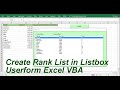 Create rank list in listbox userform excel vba