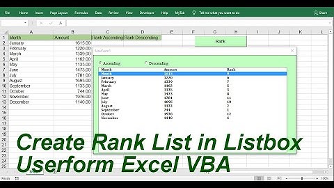 Create Rank List In Listbox Userform Excel VBA