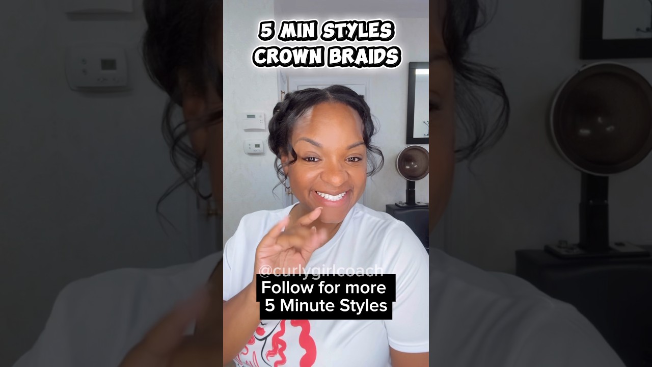 Easy 5-Minute Crown Braid on Natural Hair | Quick Style on an Old Blowout 👑