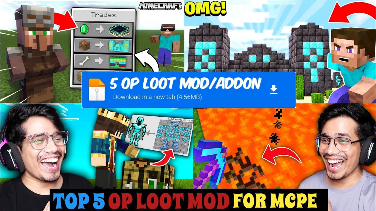 TOP 5 OP LOOT MOD/ADDON FOR MCPE| TOP 5 OP LOOT MOD FOR MINECRAFT ...