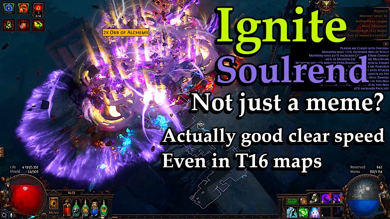 Ignite Soulrend clears T16 maps. Build concept - Path of Exile (3.17 Archnemesis)